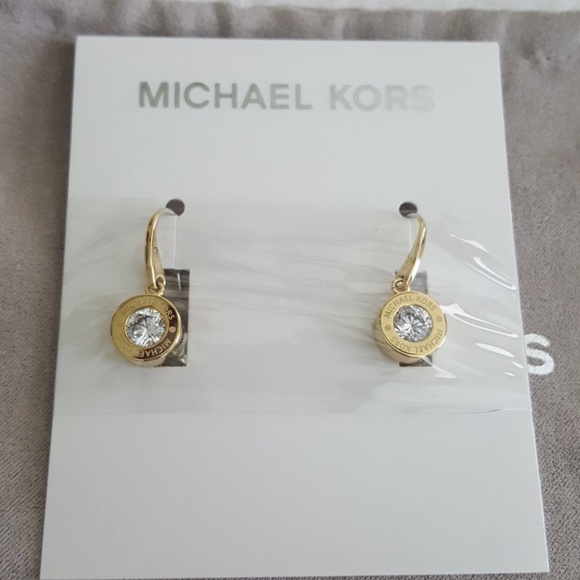 New Michael Kors Pave Logo Earrings - Picture 5 of 5